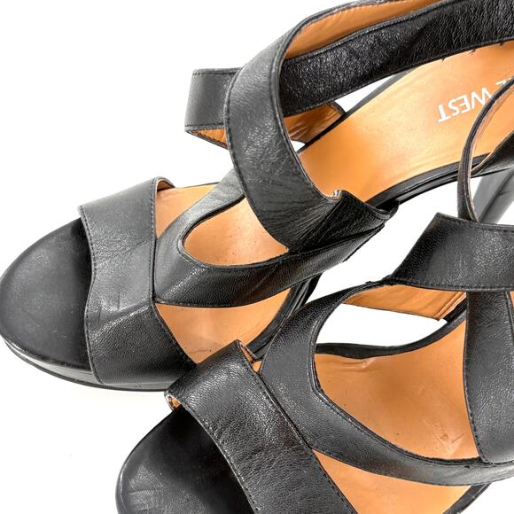 Nine West Make Waves Platform Heels 10 Leather Sandals Glam Resort Cruise - Picture 5 of 7